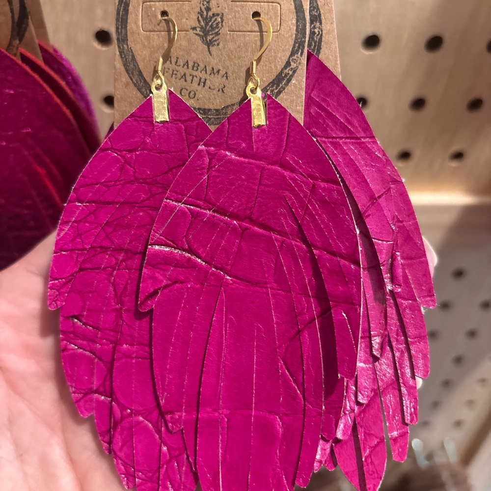 Pink Leaf Earrings